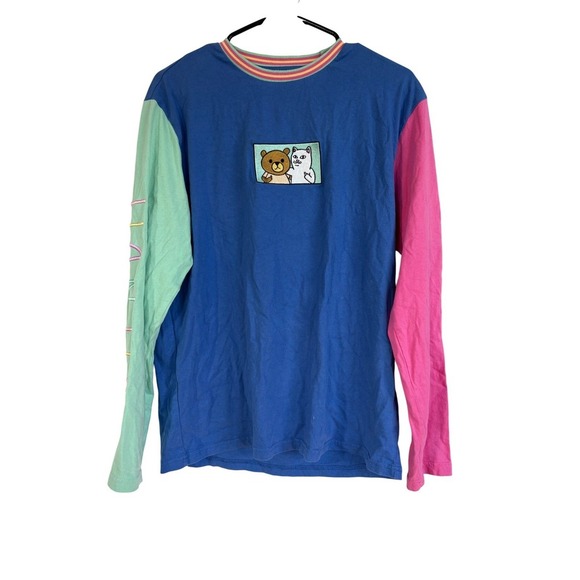 Ripndip Teddy Fresh Long Sleeve Color Block T-Shirt‎ Graphic Tee Size M - Picture 2 of 6